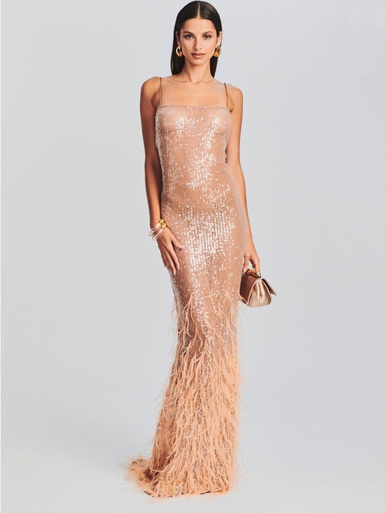 Retrofete Dresses & Skirts - NWOT RETROFETE ODESSA SEQUIN FEATHER DRESS SIZE S $1998